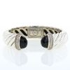 Bracelet ouvert David Yurman Cable Coil en argent,  onyx et diamants - 360 thumbnail