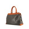 Shopping bag Goyard Bellechasse in tela Goyardine nera e pelle color cognac - 00pp thumbnail