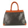Shopping bag Goyard Bellechasse in tela Goyardine nera e pelle color cognac - 360 thumbnail
