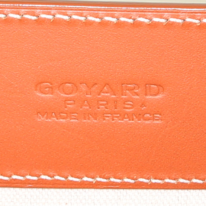 Shopping bag Goyard Bellechasse in tela Goyardine nera e pelle color cognac - Detail D3