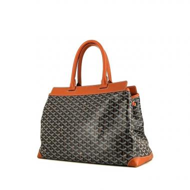 Bolso Cabás Goyard Bellechasse en tela Goyardine negra y cuero color coñac