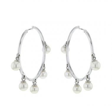 Paire de créoles Dior Belle des Iles en or blanc et perles