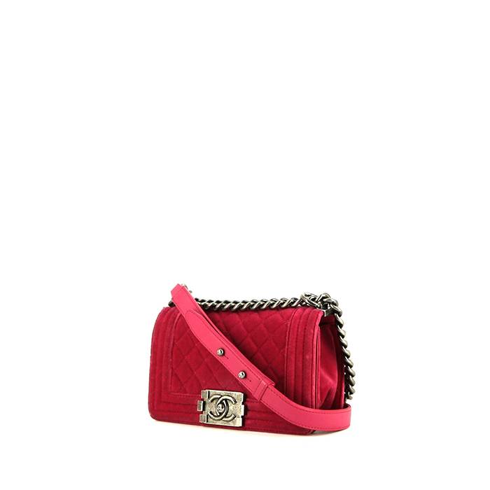 Chanel Boy Handbag in Pink Velvet and Pink Leather
