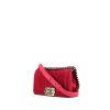 Chanel Boy handbag in pink velvet and pink leather - 00pp thumbnail