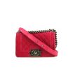Chanel Boy handbag in pink velvet and pink leather - 360 thumbnail