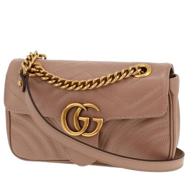 Bolso bandolera Gucci  GG Marmont modelo pequeño  en cuero acolchado beige
