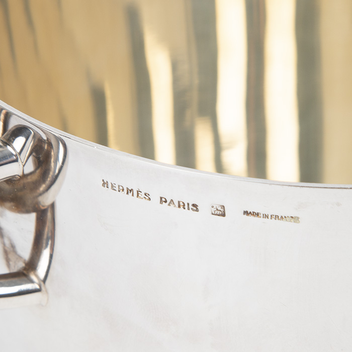 Hermès, Seau à glace "Chaîne d'ancre", en métal argenté par Ercuis, signé, début des années 1980