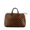 Bolso de mano Louis Vuitton Speedy 35 en lona a cuadros ébano y cuero marrón - 360 thumbnail