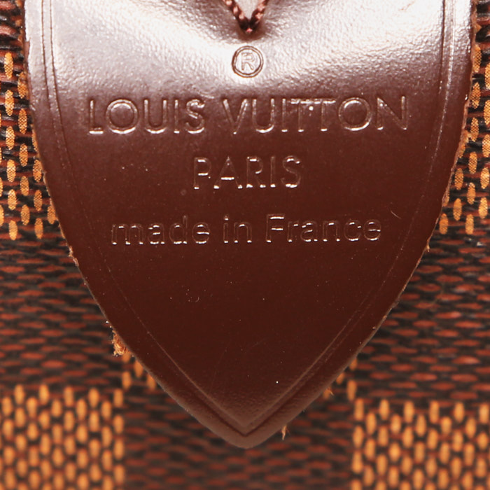 Louis Vuitton Speedy 35 handbag in ebene damier canvas and brown leather - Detail D3