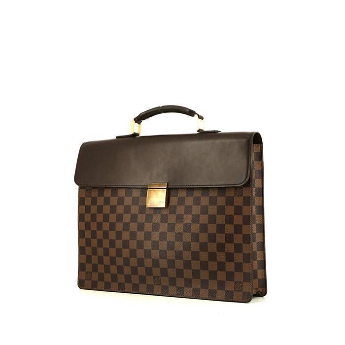Louis Vuitton Porte documents Voyage briefcase in ebene damier canvas and brown leather - 00pp