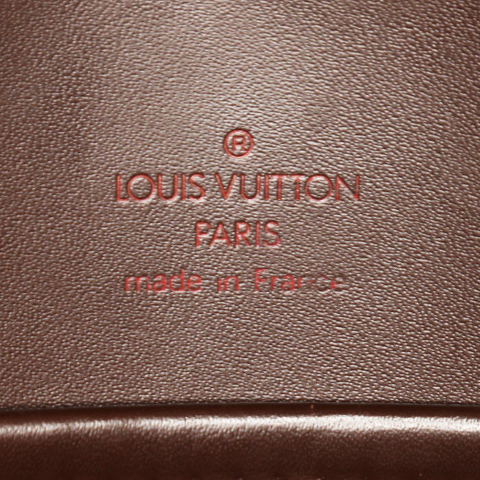 Louis Vuitton Porte documents Voyage briefcase in ebene damier canvas and brown leather - Detail D3