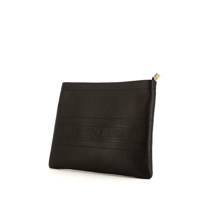 Pre-owned Louis Vuitton Shirley Leather Clutch Bag In Black