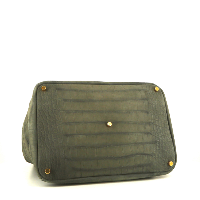 Sac à main Saint Laurent Overseas en daim gris - Detail D4