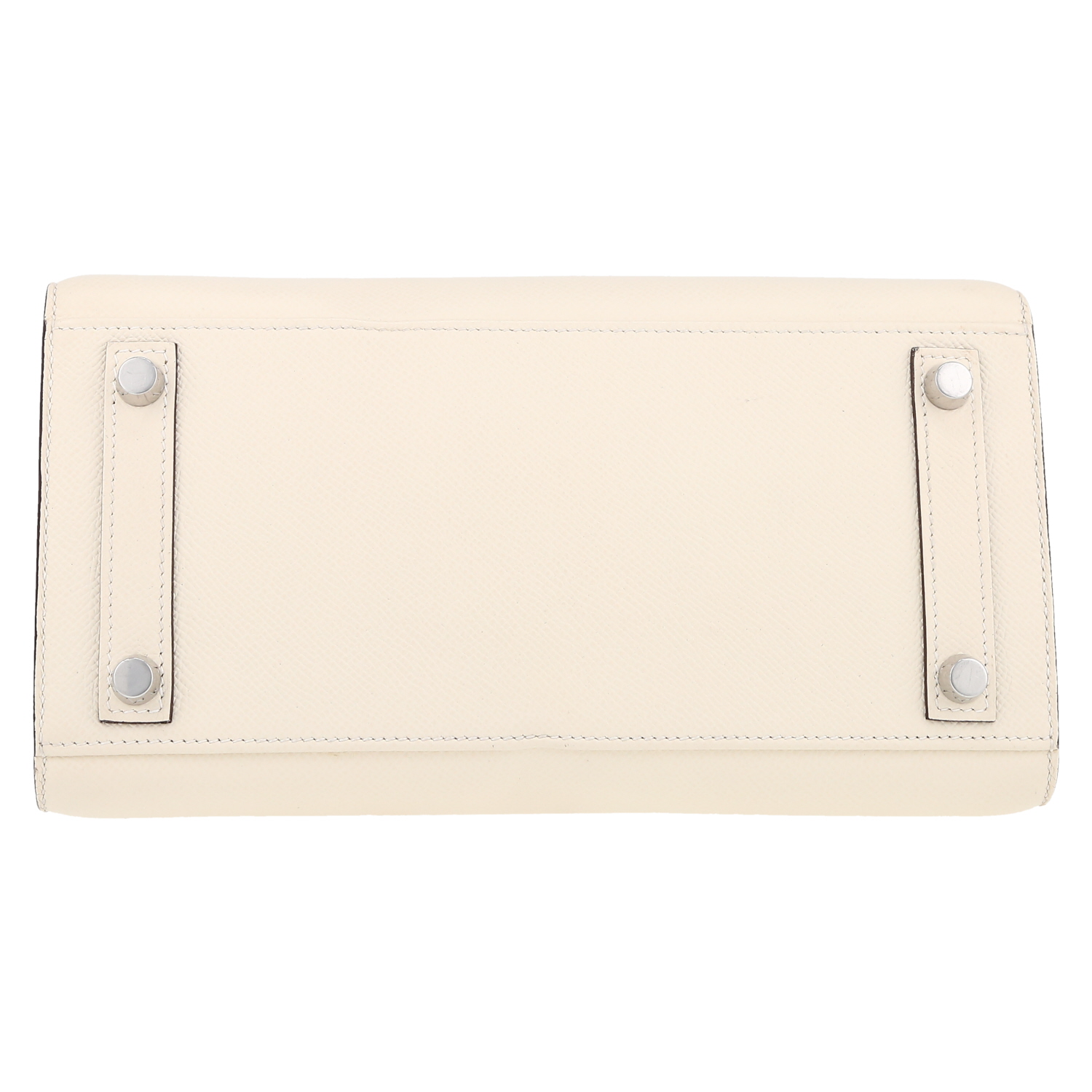 Bolso de mano Hermès  Birkin 25 cm en cuero epsom Craie - Detail D1