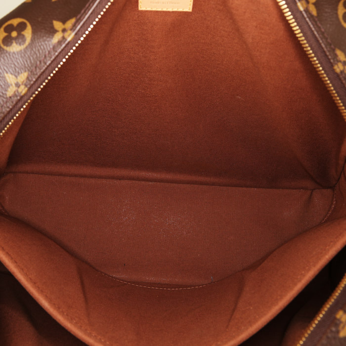 Porta-documentos Louis Vuitton  Porte documents Voyage en lona Monogram y cuero natural - Detail D2