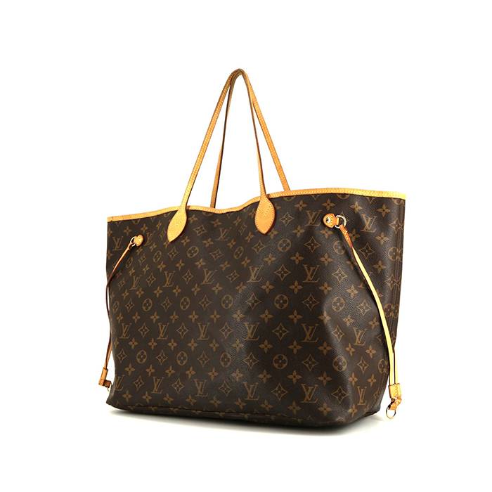 louis vuitton neverfull large model shopping bag in brown and