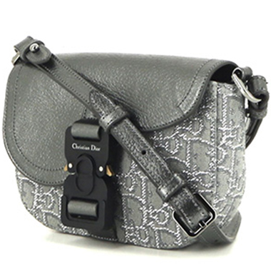 Dior  Saddle Messenger shoulder bag  in grey logo canvas  and silver leather