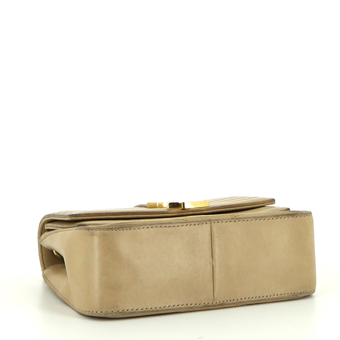 Sac bandoulière Saint Laurent en cuir beige - Detail D4