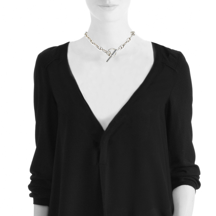 Collier Hermes Chaine d'Ancre grand modèle en argent - Detail D1