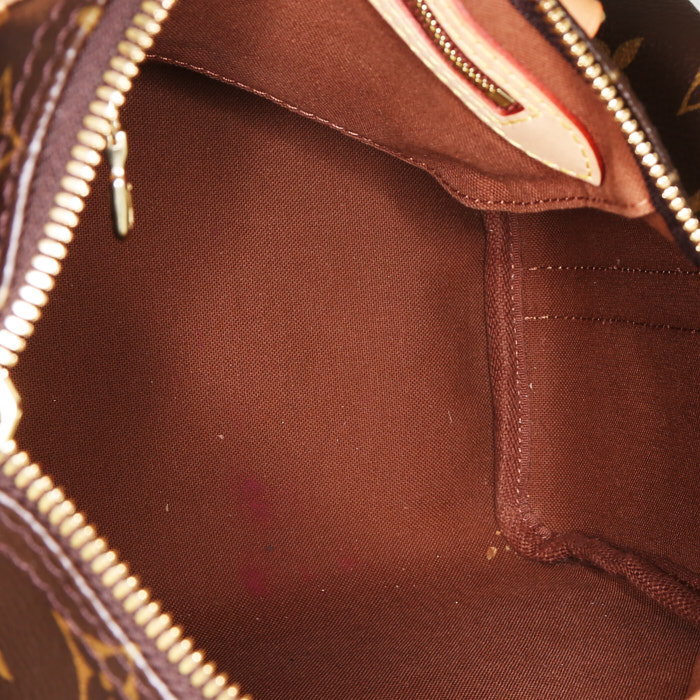 Louis Vuitton Speedy 25 cm shoulder bag in brown monogram canvas and natural leather - Detail D3