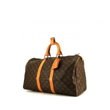 Louis Vuitton Keepall 45 travel bag in brown monogram canvas and natural leather