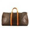 Louis Vuitton Keepall 60 cm travel bag in brown monogram canvas and natural leather - 360 thumbnail