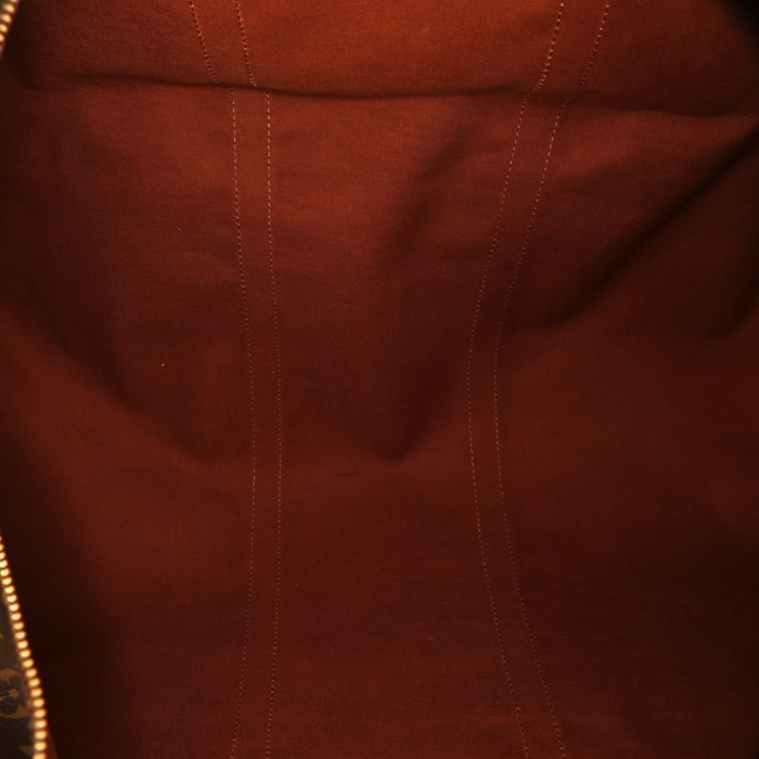 Louis Vuitton Keepall 60 cm travel bag in brown monogram canvas and natural leather - Detail D3