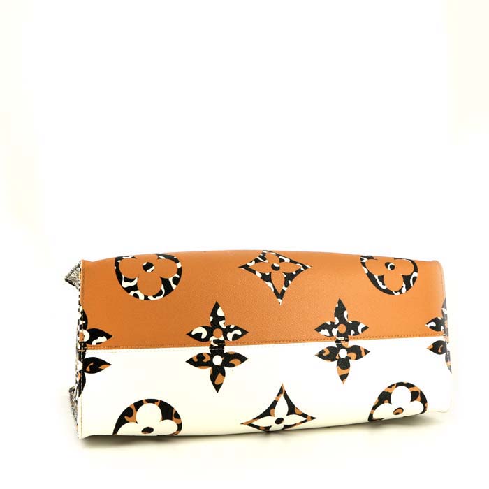 Louis Vuitton  Onthego large model  shopping bag  in beige and orange bicolor  monogram canvas - Detail D5
