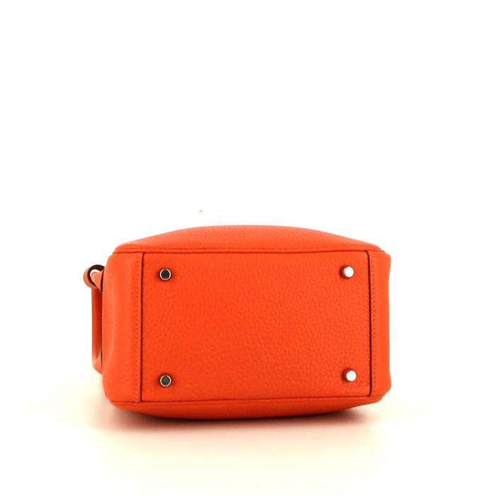 Hermes Lindy mini shoulder bag in orange togo leather - Detail D4