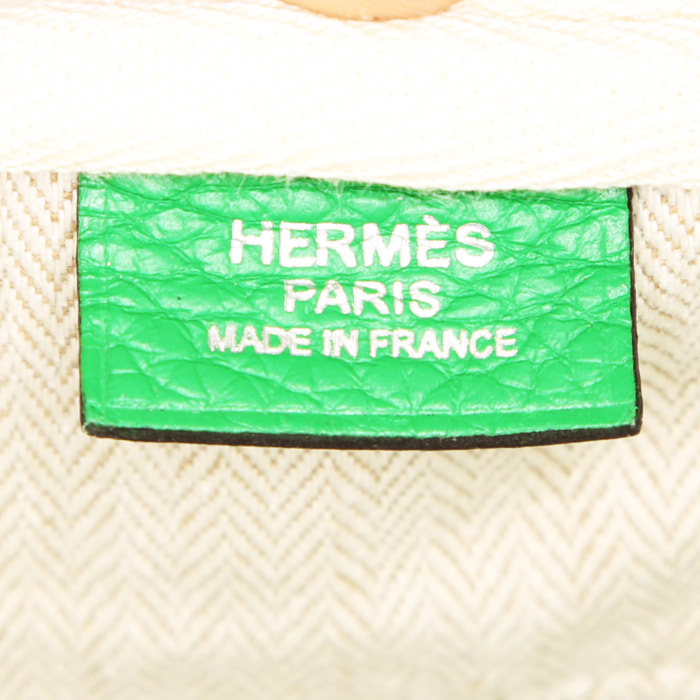 Borsa Hermes Victoria in pelle togo verde Bamboo - Detail D3