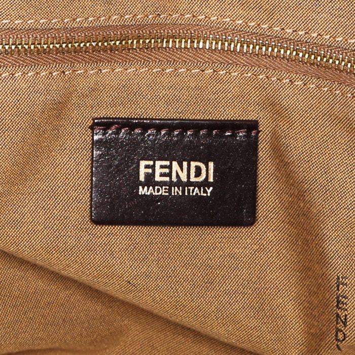 Sac besace Fendi en toile monogram grise - Detail D3