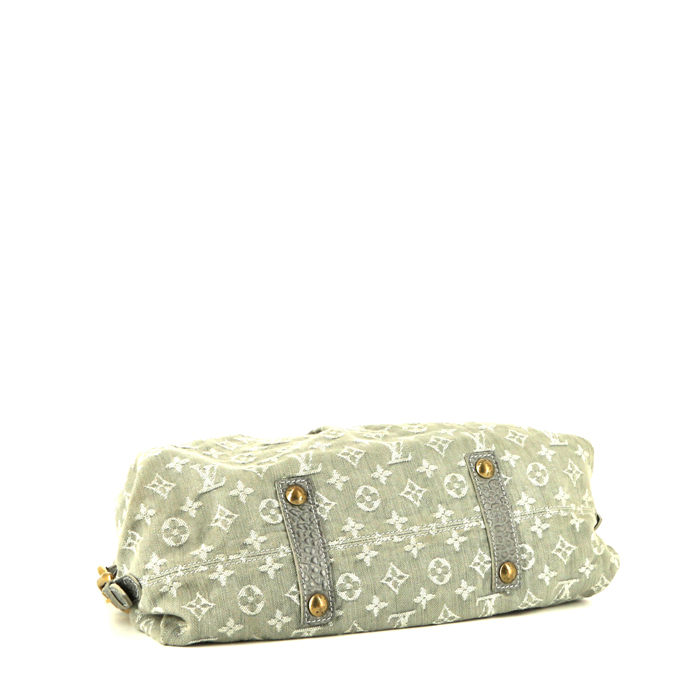Bolso de mano Louis Vuitton Neo Cabby en lona denim Monogram gris y cuero gris - Detail D5