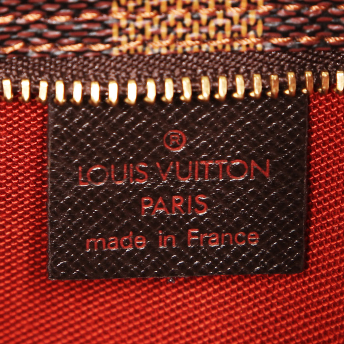Borsa/pochette Louis Vuitton Pochette accessoires in tela a scacchi ebana e pelle marrone - Detail D3