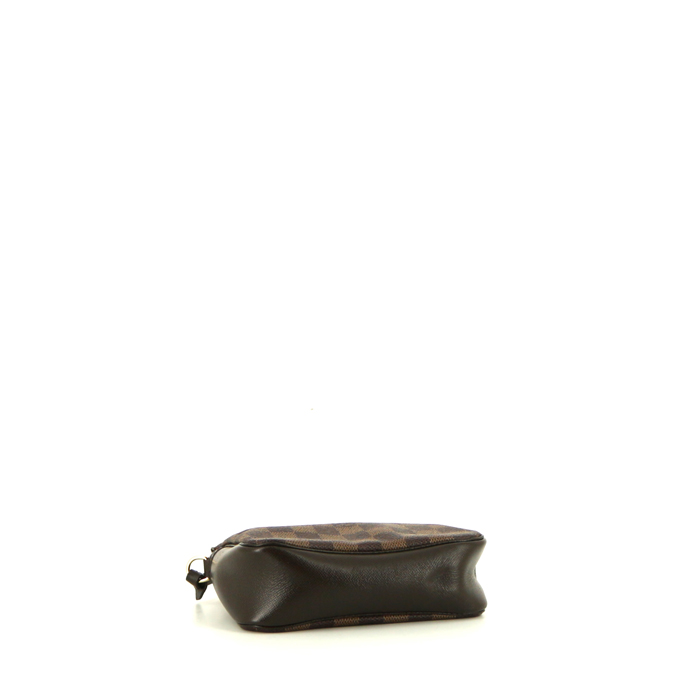 Borsa/pochette Louis Vuitton Pochette accessoires in tela a scacchi ebana e pelle marrone - Detail D4