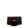 Hermes Kelly 25 cm handbag in black ostrich leather - 360 Front thumbnail
