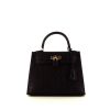 Hermes Kelly 25 cm handbag in black ostrich leather - 360 thumbnail