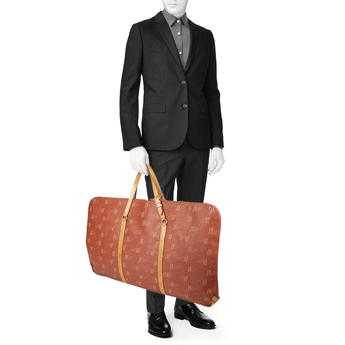 Sac de voyage Louis Vuitton America's Cup en toile monogram enduite rouge et cuir naturel - Detail D1