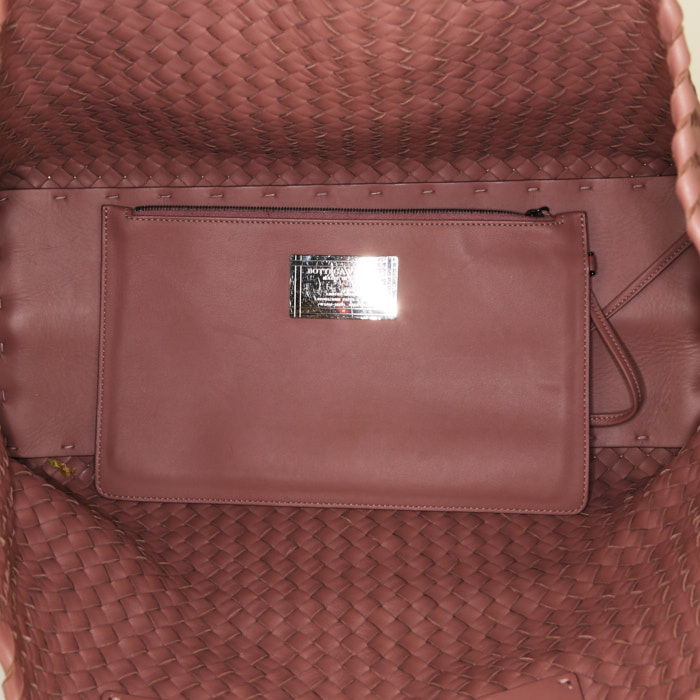 Sac cabas Bottega Veneta  Cabat en cuir intrecciato rose - Detail D2