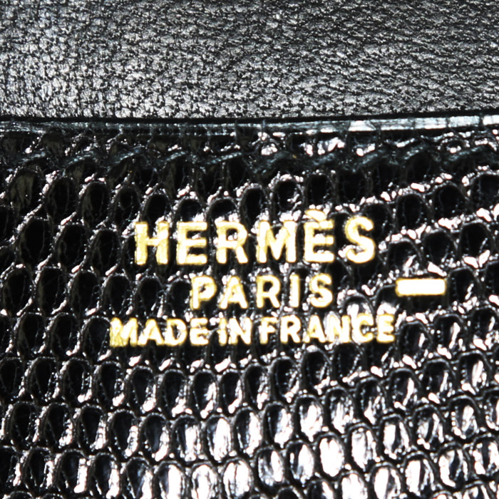 Hermès Vintage pouch in black lizzard - Detail D3