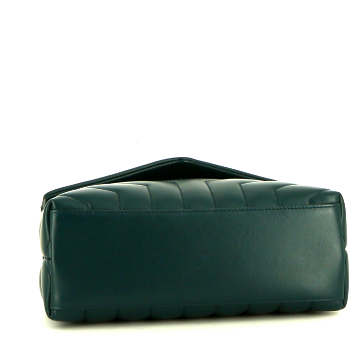 Bolso bandolera Saint Laurent Loulou modelo pequeño en cuero acolchado con motivos de espigas verde - Detail D5