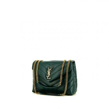 Borsa a tracolla Saint Laurent Loulou modello piccolo in pelle trapuntata a zigzag verde