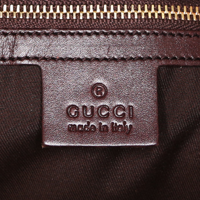 Gucci Mors handbag in brown Brulé monogram leather - Detail D3