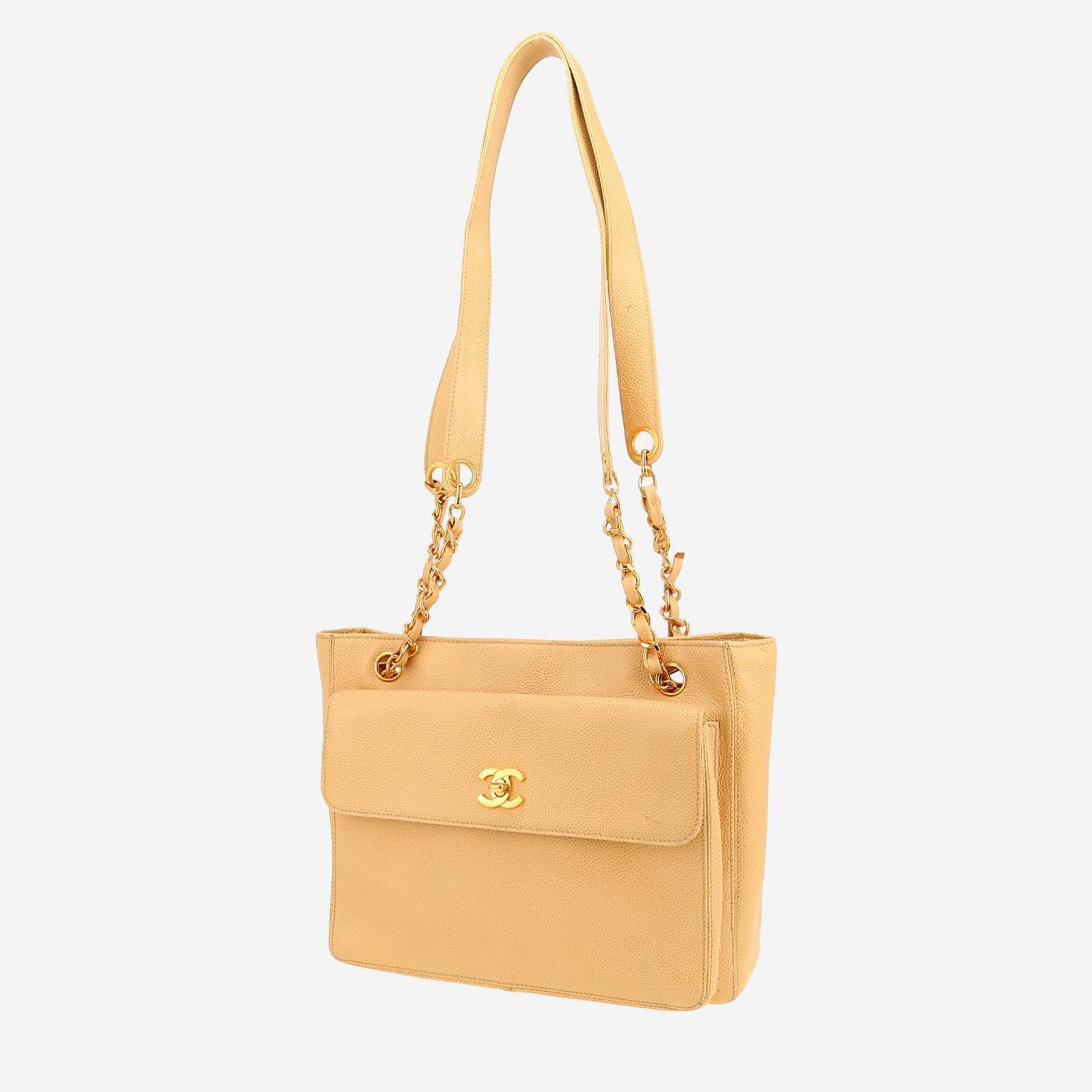 Bolso de mano Chanel  Vintage en cuero granulado color arena