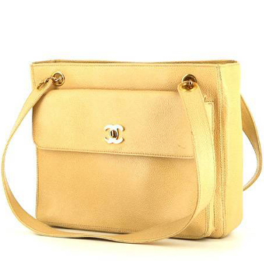 Bolso de mano Chanel  Vintage en cuero granulado color arena