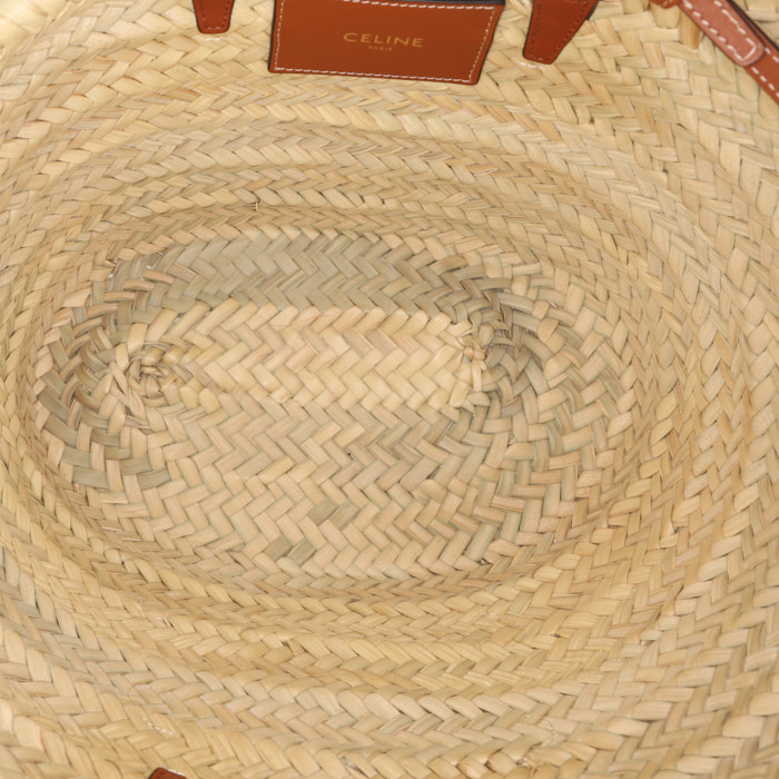 Sac cabas Celine Panier Triomphe Teen en raffia naturel et cuir gold - Detail D3