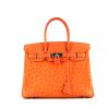 Hermes Birkin 30 cm handbag in orange ostrich leather - 360 thumbnail