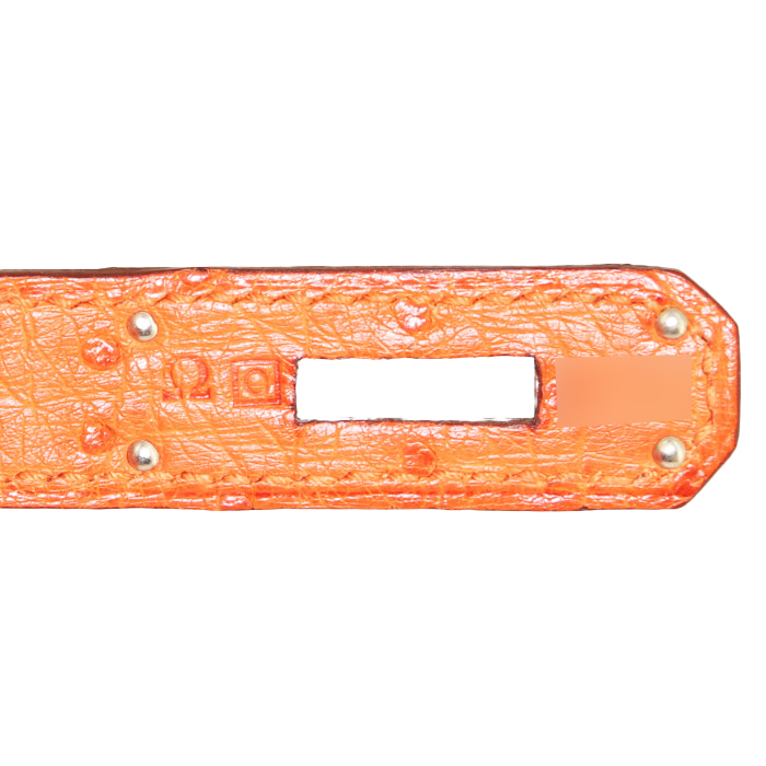 Hermes Birkin 30 cm handbag in orange ostrich leather - Detail D4