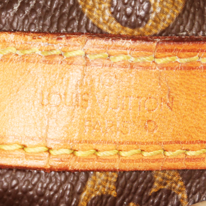 Sac cabas Louis Vuitton petit Noé en toile monogram marron et cuir naturel - Detail D3