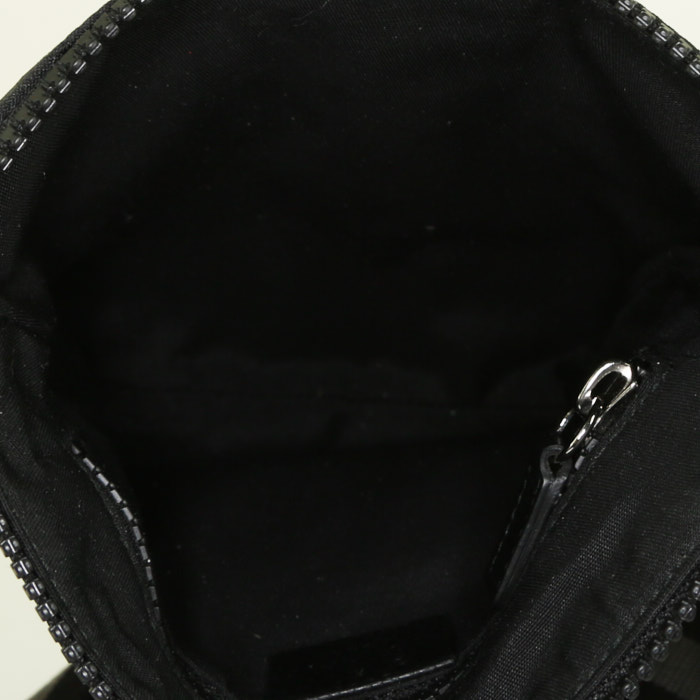 Borsa a tracolla Gucci in tela monogram nera e pelle nera - Detail D2