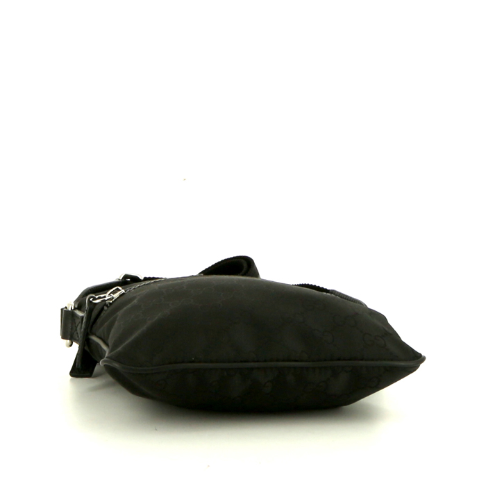 Bolso bandolera Gucci en lona Monogram negra y cuero negro - Detail D4